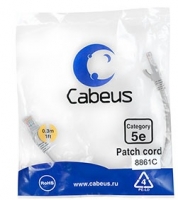 Кабель Patch Cord Cabeus (PC-UTP-RJ45-Cat.5e-0.3m-LSZH),Cat.5e,0,3 м,серый ― "Сплайн-Технолоджис"