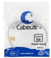 Кабель Patch Cord Cabeus (PC-UTP-RJ45-Cat.5e-0.5m-LSZH),Cat.5e,0,5 м,серый ― "Сплайн-Технолоджис"