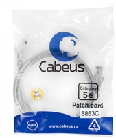 Кабель Patch Cord Cabeus (PC-UTP-RJ45-Cat.5e-1m-LSZH),Cat.5e,1м,серый ― "Сплайн-Технолоджис"